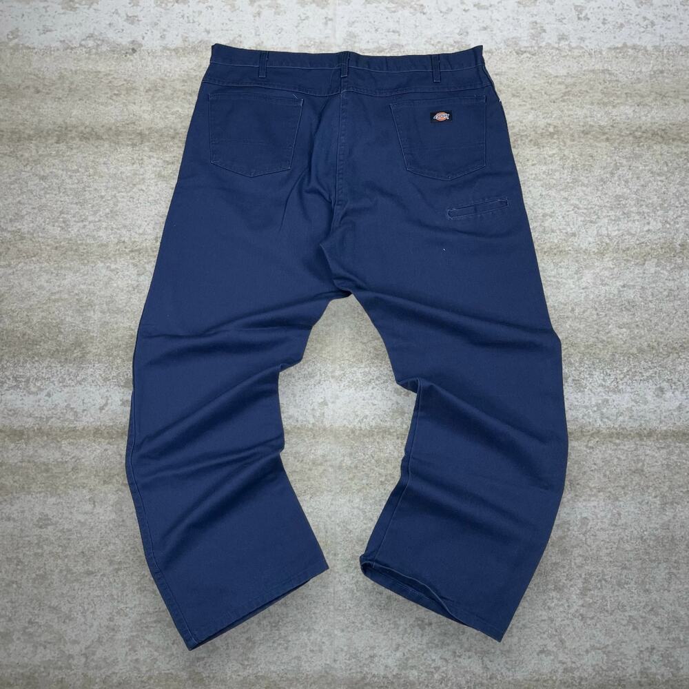 Vintage Y2K Dickies Khakis Pants 42x32 Relaxed Navy Blue Flat Front Black Label